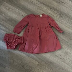 Oshkosh Long Sleeve Swiss Dot Crochet Trim Dress